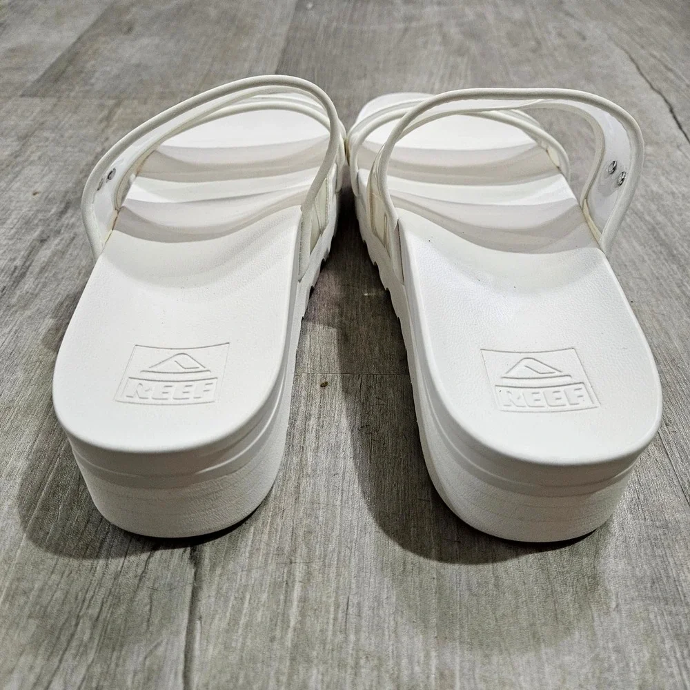 Reef Water Vista Higher Sandals Womens 8 White Platform Chunky Slide Beach Shoes